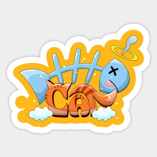 Cute Cat and Fish Bone Sticker